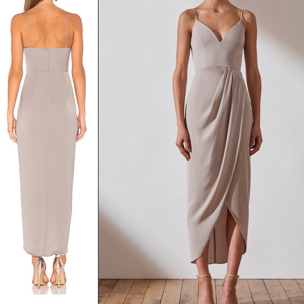 NEW Shona Joy Cocktail Draped Dress- Oyster - Picture 3 of 5
